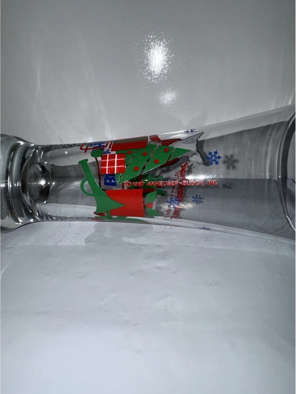 Vintage 1987 Spuds Mackenzie Bud Light Christmas Pilsner Beer Glass